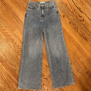 DAZE Wide Leg Embellished Jeans